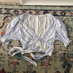 Striped Tie Front Top